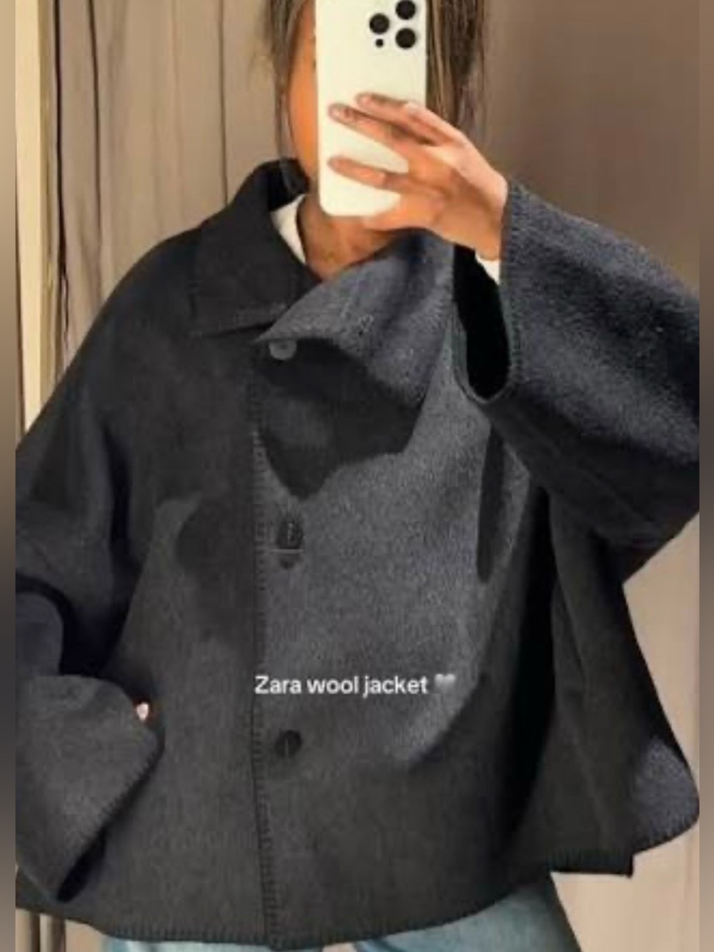 Zara Charcoal Wool Blend Short Coat